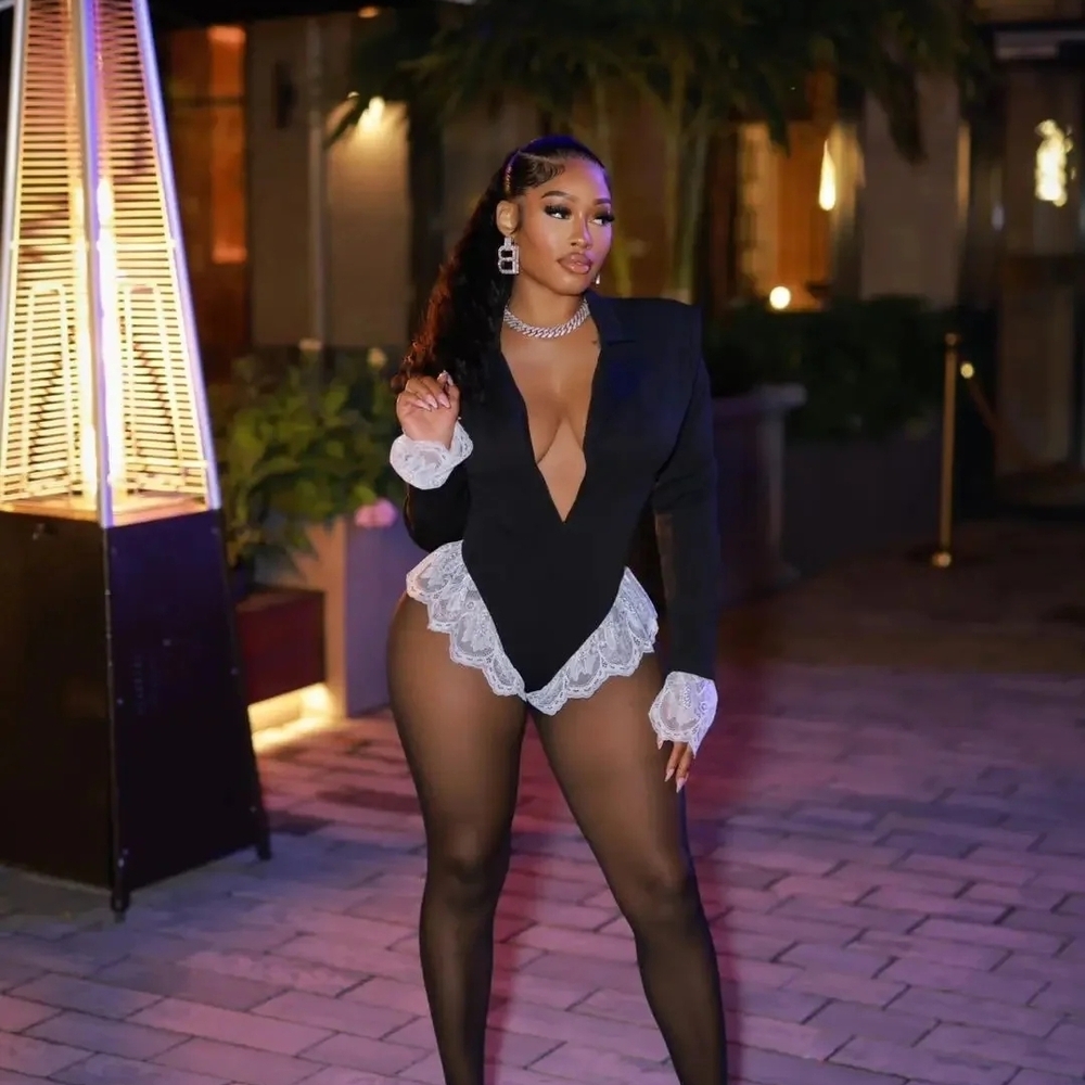Luxe Black and White Lace Bodysuit